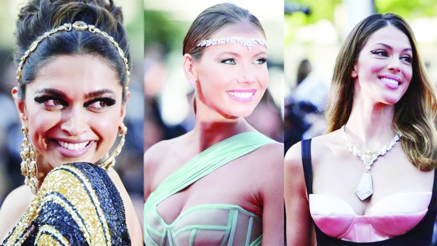 Jury member of the Cannes Film Festival Deepika Padukone, French model Amandine Petit and model Iris Mittenaere