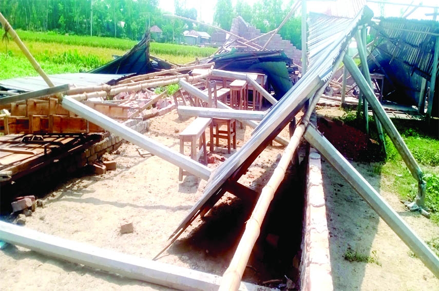 GABTOLI (Bogura): Nor'westers damages six class rooms of Bagbari Model Mahila College at Noshipur in Gabtoli Upazila recently.