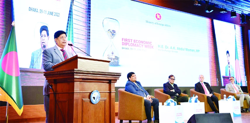 Foreign Minister Dr. AK Abdul Momen speaks at the inaugural ceremony of the first 'Economic Diplomacy Week' at the Foreign Service Academy in the city on Thursday.