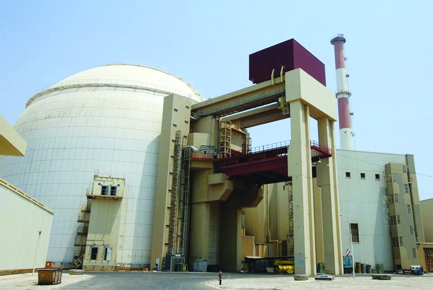 This file photo taken on 21 August, 2010 shows the reactor building at the Russian-built Bushehr nuclear power plant in southern Iran during a ceremony initiating the transfer of Russia-supplied fuel to the facility after more than three decades of delay.