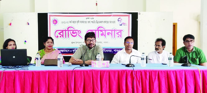 CHATMOHAR (Pabna): Md Saikat Islam, UNO, Chatmohar Upazila speaks at a seminar on Agriculture Weather Development Project at Upazila Parishad Auditorium on Wednesday.