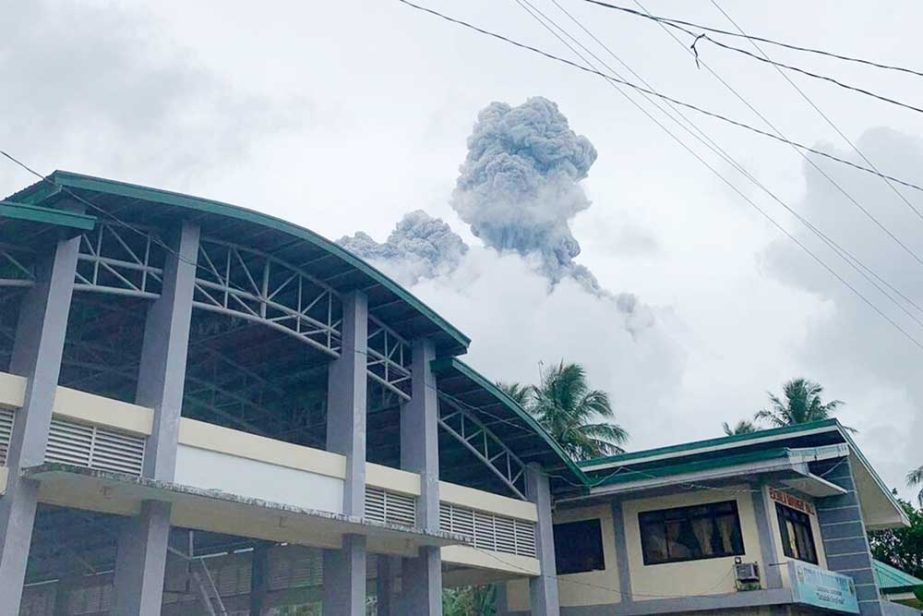 Huge column of ash coming out from the volcano. Agency photo