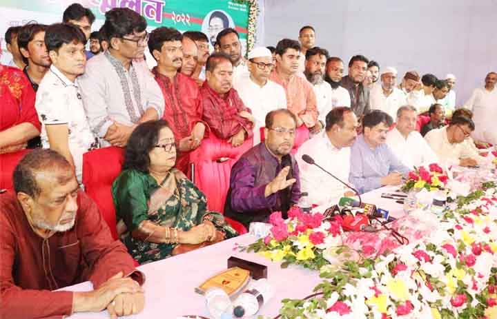 Jatiya Party Chairman GM Kader speaks at the council of the party's Narayanganj District and Mahanagar Committee at Samarkhetra in Narayanganj on Friday.