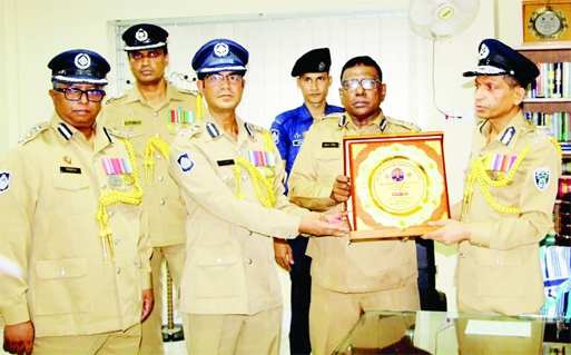 PBI Chief Banaj Kumar Majumder participates in a fundamental training course of Trainee Recruit Constable of Banagladesh Police in Noakhali on Thursday.