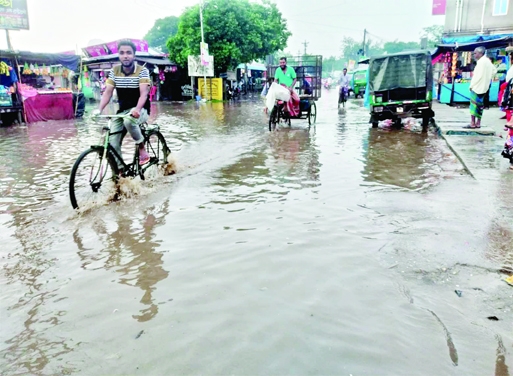 ATWARI (Panchagarh): The Fakirganj Bazar Road in Atwari Upazila has been water-logged due to poor drainage system. The snap was taken on Thursday.