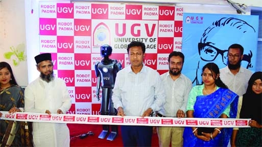 BARISHAL: Jasim Uddin Haider, DC, Barishal inaugurate 'Robot' made by CSE of University of Global Village (UGV) and students of Electronic and Electrical Engineering (EEE) recently.