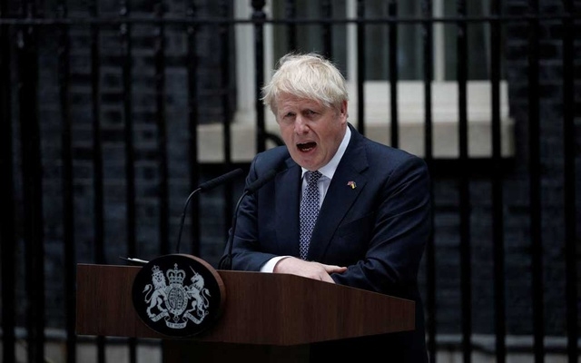 British Prime Minister Boris Johnson makes a statement at Downing Street in London, Britain, July 7, 2022.