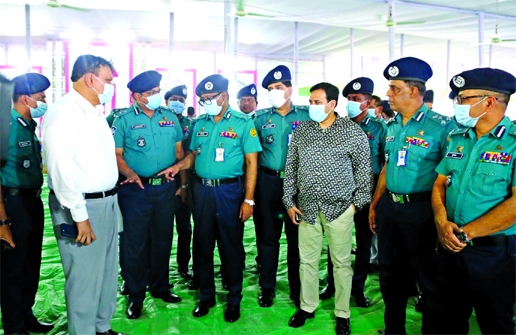 DMP Commissioner Shafiqul Islam visits Jatiya Eidgah premises on Friday to see security measures.