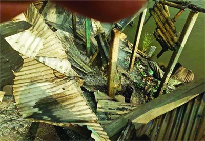TARASH (Sirajganj): A grocery store gutted at Tarash Upazila in Sirajganj on Wednesday.