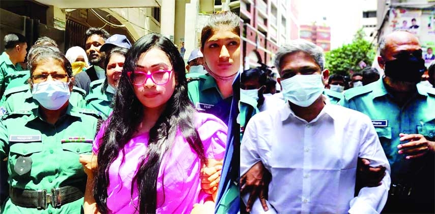 Police produce JKG Health Care chairperson Dr Sabrina Chowdhury and its CEO Ariful Haque Chowdhury to a Dhaka court on Tuesday, before the verdict in a case over Covid-19 testing scam.