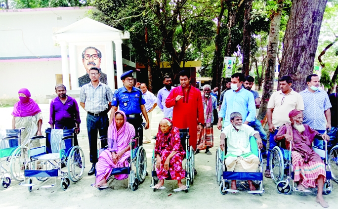 HATIBANDHA (Lalmonirhat) : Wheelchairs distributed among the disable people at Hatibandha Upazila organised by Upazila Parishad on Saturday.