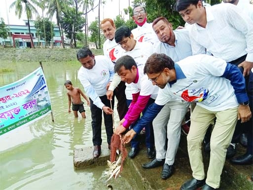 GALACHIPA (Patuakhali): Fish fries of different species release in Galachipa Upazila Parishad pond marking the National Fisheries Week on Sunday.