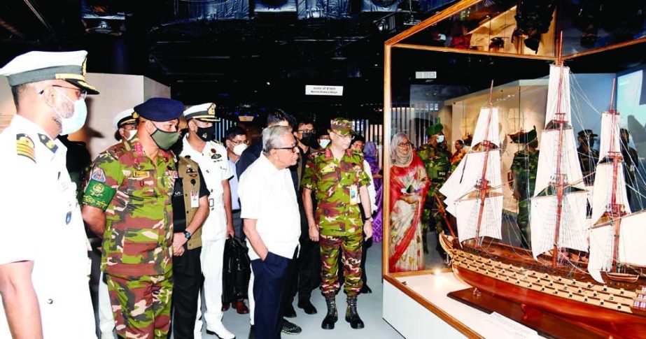 President Abdul Hamid visits Bangabandhu Military Museum in the city's Bijoy Swarani on Saturday. PID photo