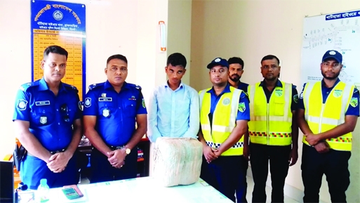 BIJOYNAGAR ( Brahmanbaria) : A young man held by Khantihata Highway police with 6 kg of ganja from Khantihata Bishwa Road junction under Sadar Police Station of Brahmanbaria on Saturday.