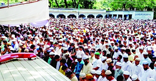 Thousands of people including local MP, dignitaries attend the Namaz-e-janaza of the deceased of Mirsari tragedy held at Amanbazar Sumdia Government Primary School ground in Hathazari upazila on Saturday.