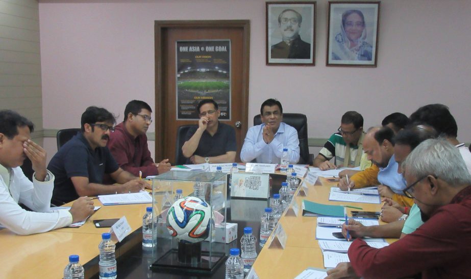 President of Bangladesh Football Federation (BFF) Kazi Salahuddin presiding over the meeting of the Executive Committee of BFF at the BFF House on Tuesday.