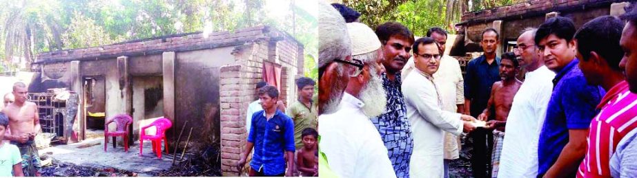 CHARGHAT (Rajshahi): Ashraful Islam, UNO distributing check among the fire-affected poor families in Charghat Upazila recently.