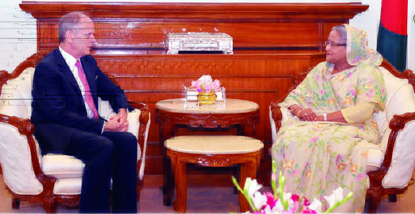 UN Resident Coordinator and UNDP Resident Representative in Bangladesh Robert D Watkins made a farewell call on Prime Minister Sheikh Hasina at her office yesterday. BSS photo