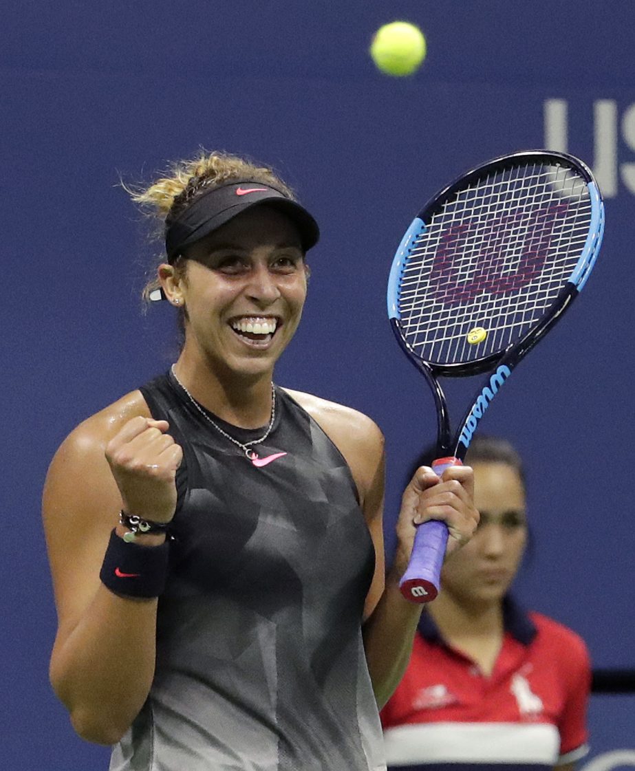 Madison Keys of the United States smiles after defeating Kaia Kanepi of Estonia during the quarterfinals of the US Open tennis tournament on Wednesday.