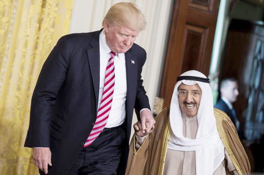 US President Donald Trump and Kuwait's Emir Sheikh Sabah al-Ahmad Al-Sabah at a press conference at the White House on Thursday.