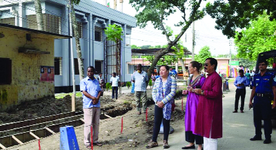 NILPHAMARI: Chief of ADB Mission Alexander Bhogal with Nilphamari Poura Mayor and President of Nilphamari District Awami League Dewan Kamal Ahmed visiting different development works in pourashava area on Friday.