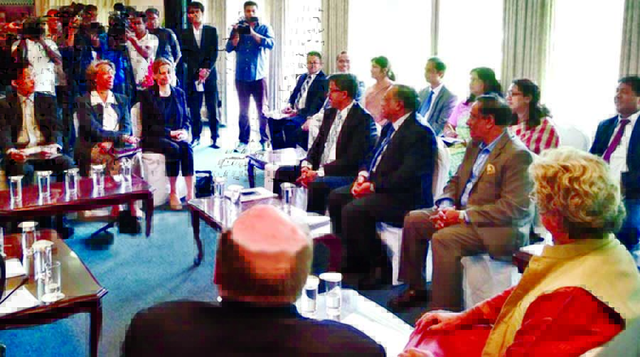 Foreign Minister AH Mahmood Ali briefing envoys of UNSC Member Countries at State Guest House Padma on Wednesday.