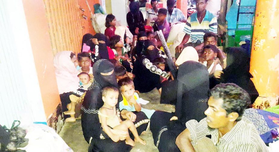 A large number of Rohingya still entering into Bangladesh . Picture shows influx of Rohingya at Teknaf Bus Station.