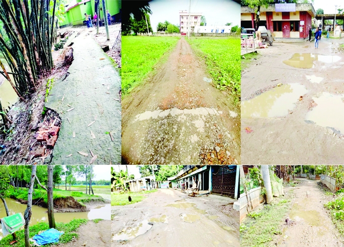 KULAURA (Moulvibazar): A view of the dilapidated roads of different unions of Kulaura Upazila due to recent floods. The snap was taken on Monday.