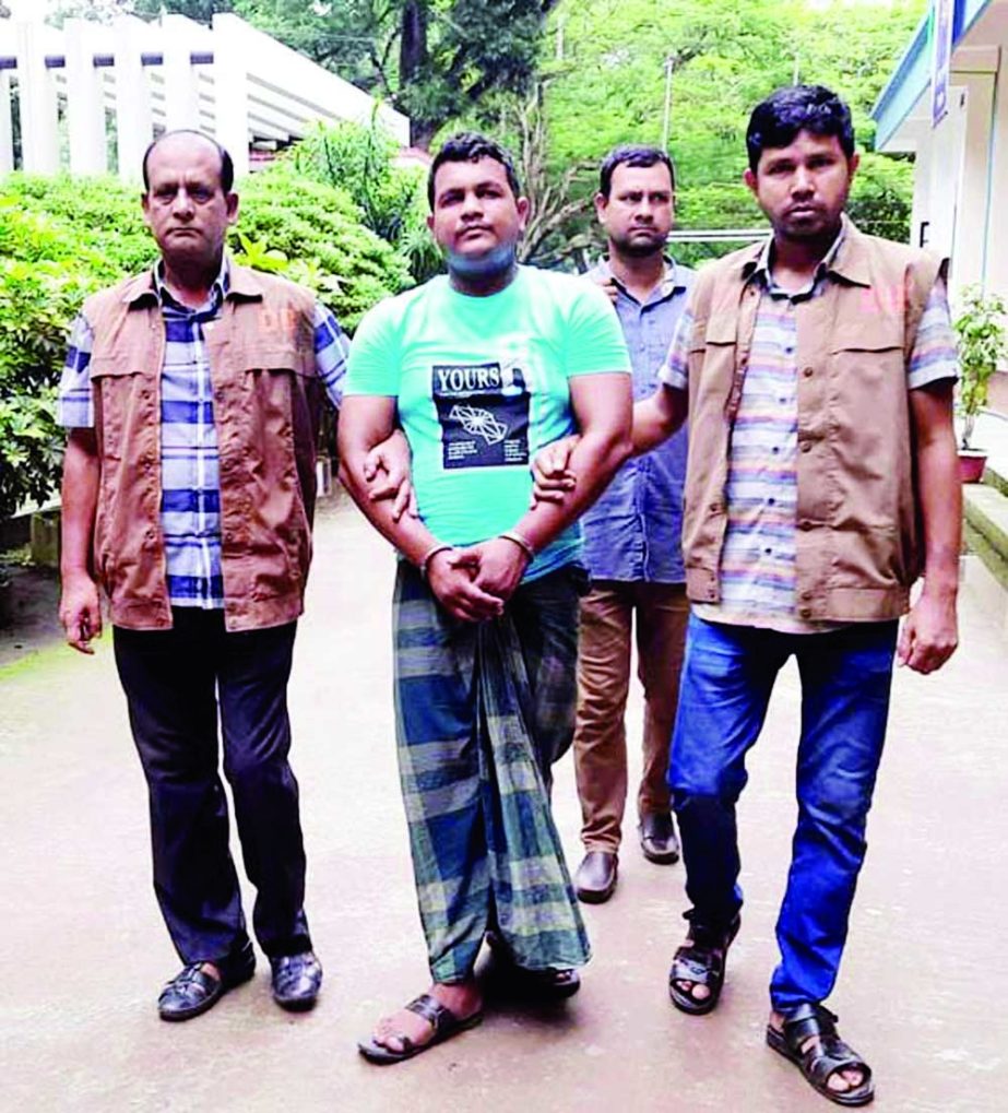 Tangail Detective Branch of Police arrested one Raja Mia (32), mastermind of gang-rape and robbery in the running bus. NN photo