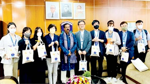 A medical team of the Korean Insei University seen with the officials of the Chittagong Medical University in the university's seminar room in Faujdarhat in the port city.