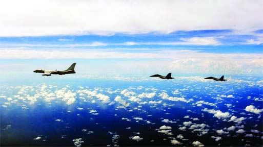 Aircraft of the Eastern Theater Command of the Chinese People's Liberation Army (PLA) conduct a joint combat training exercises around the Taiwan Island on Monday.