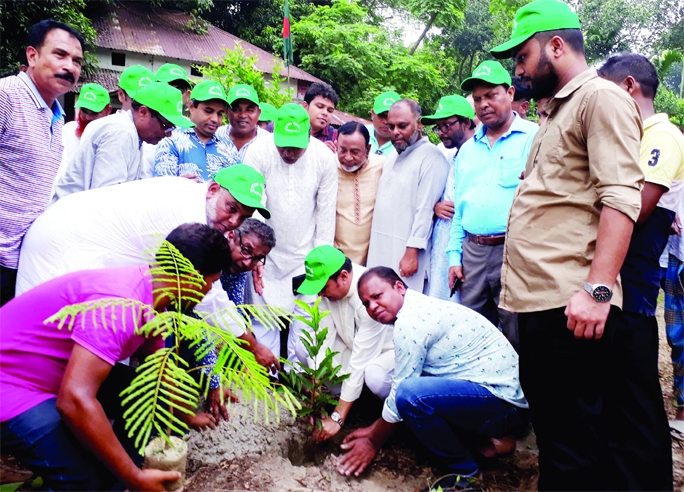 MIRZAPUR (Tangail): Khan Ahmed Shuvo MP inaugurates tree plantation programme at Mirzapur Upazila organised by Washi Jono Kalyan Samity on Saturday.