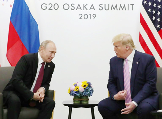 US President Donald Trump and Russian President Vladimir Putin met for face-to-face talks in Osaka on Friday.