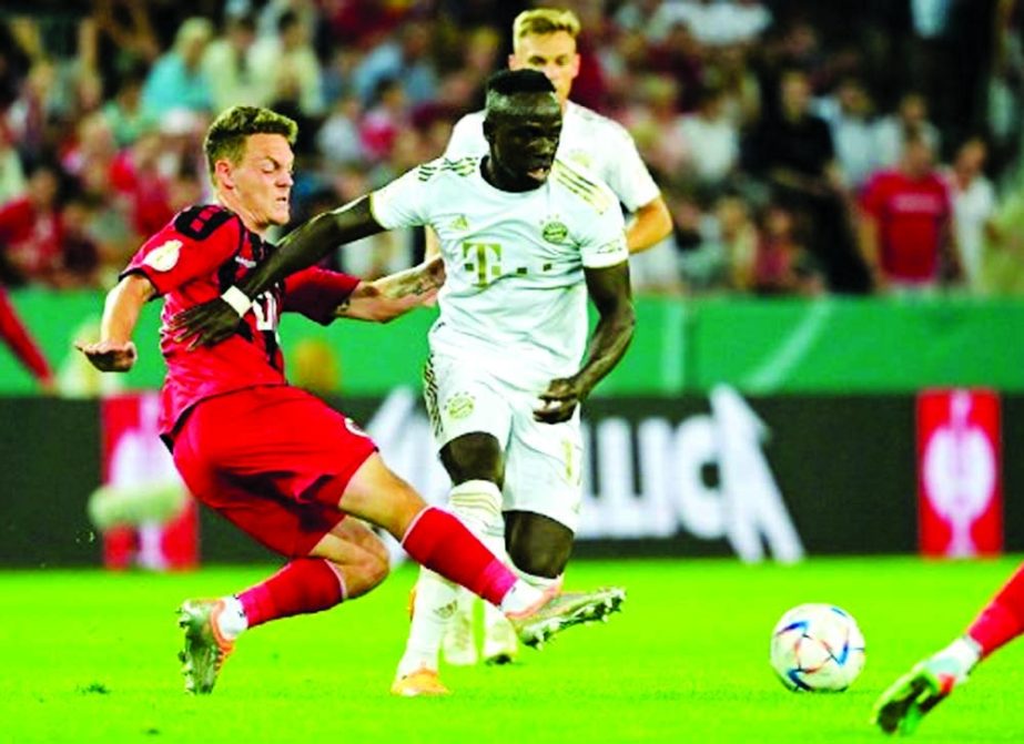 Bayern Munich's Sadio Mane in action during their German Cup first round match against Viktoria Cologne on Wednesday. Agency photo