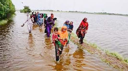 Deluge in Pakistan, human races in search of shelter..