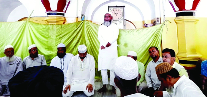 SYLHET : Syed Ahmad Bahlul, President of Bangabir Osmani Smriti Sangsad addresses a discusion meeting in observance of the 104th birth anniversary of Bangabir Generals MAG Osmani on Thursday.