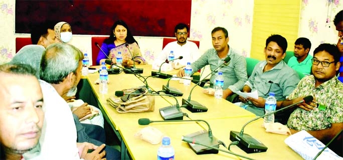 GABTOLI (Bogura): Mst Rawnak Jahan, UNO, Gabtoli Upazila speaks at a view exchange meeting on friendly food activities of Food Directorate with UP chairmen and dealers at Ichhamoti Hall Room of Gabtoli Upazila on Monday.