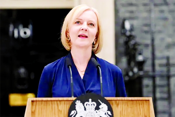 Liz Truss makes first speech as PM outside 10 Downing Street, London, on Tuesday.