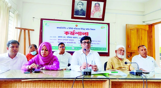 SYLHET: Md Mojibor Rahman, DC, Sylhet speaks at a workshop of public representatives and elite on law and order situation at Upazila Parishad as the Chief Guest on Tuesday.