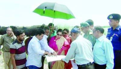 KALAPARA: Secretary of Ministry of Industries Zakia Sultana visits the shipbuilding and repair factory project site near Payra Port in Patuakhali district on Thursday.