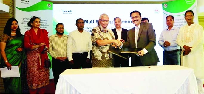 SYLHET : Geocycle and Sylhet City Corporation (SCC) signed a Memorandum of Understanding (MOU) for sustainable municipal waste management in the Sylhet municipality area on Wednesday.