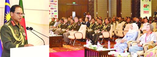 Logistics Area Commander of Army Major General SM Shafiuddin speaks at a closing ceremony of INDO-PACIFIC BARMIES MANAGEMENTY SEMINAR (IPAMS-2022) in the city's Redisson Blu hotel on Friday.