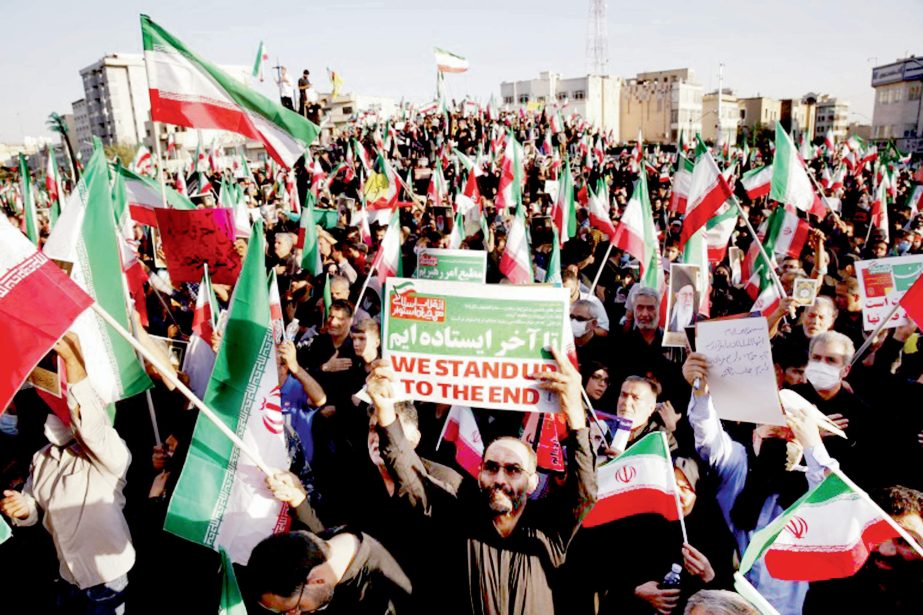 Thousands of pro-government Iranians take part in a rally against recent anti-government protests in Tehran on Monday. Agency photo